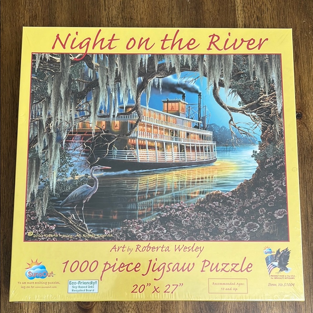 SunsOut Night on the River Art of Roberta Wesley Jigsaw Puzzle - 1000 Pieces NIB